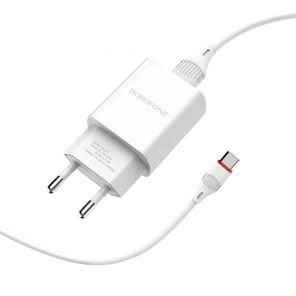 Зарядное устройство Borofone BA20A набор с кабелем Type-C 2100 mAh (белый)