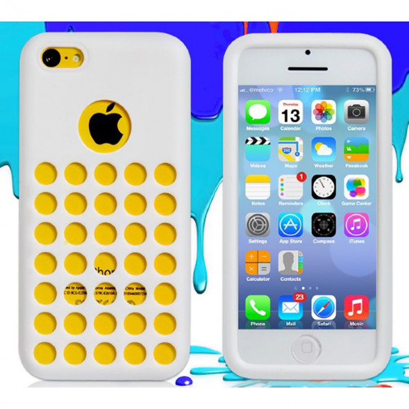 Чехол силиконовый TPU для iPhone 5C с перфорацией (белый)