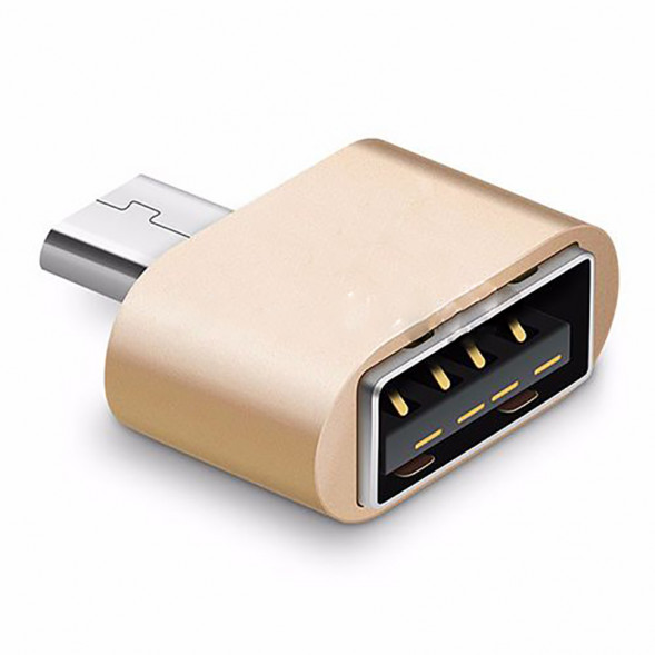 Переходник - адаптер microUSB - USB (OTG) (золото)