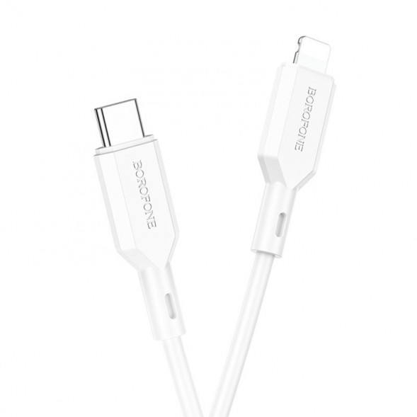 Кабель зарядки Borofone BX70 Lightning для iPhone, iPad 2.4A (белый)