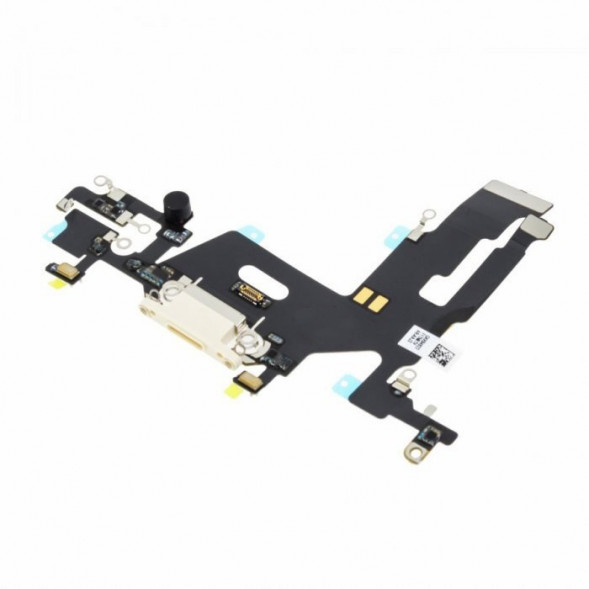 Шлейф для iPhone 11 на разъем зарядки, гарнитуры и микрофон (Белый)